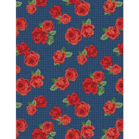 Summertime Daydream - Florals All Over - Navy 44" / 45" Fabric Per Yard