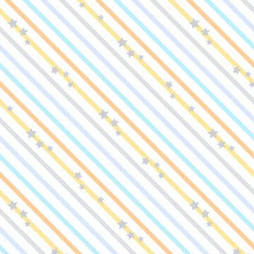 Baby's Adventure - Diagonal Stripe - White 44" / 45" Fabric Per Yard