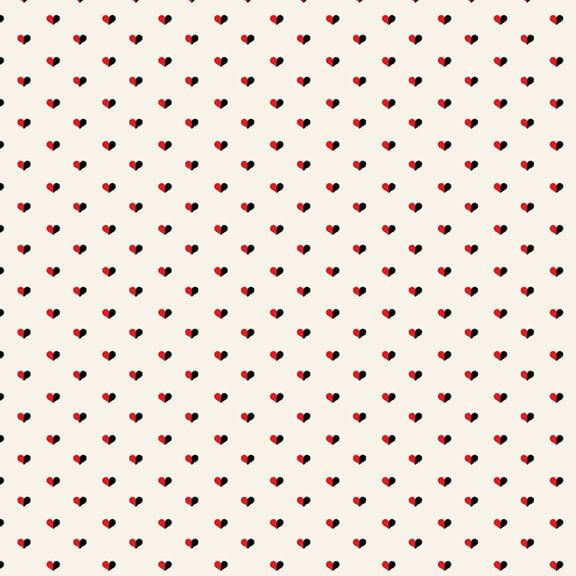 Full House - Split Hearts - Cream 44" / 45" Fabric Per Yard