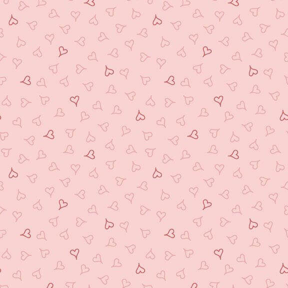 Tea for Two - Hearts - Pink 44" / 45" Fabric Per Yard
