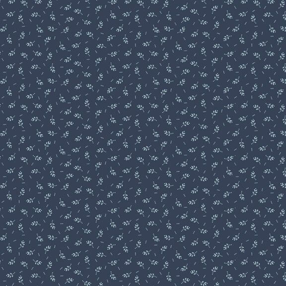 Woof and Warp - Leaf - Navy 44" / 45" Fabric Per Yard