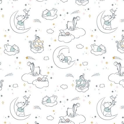 Winnie the Pooh - Pooh and Friends Bedtime - White 44" / 45" Fabric Per Yard
