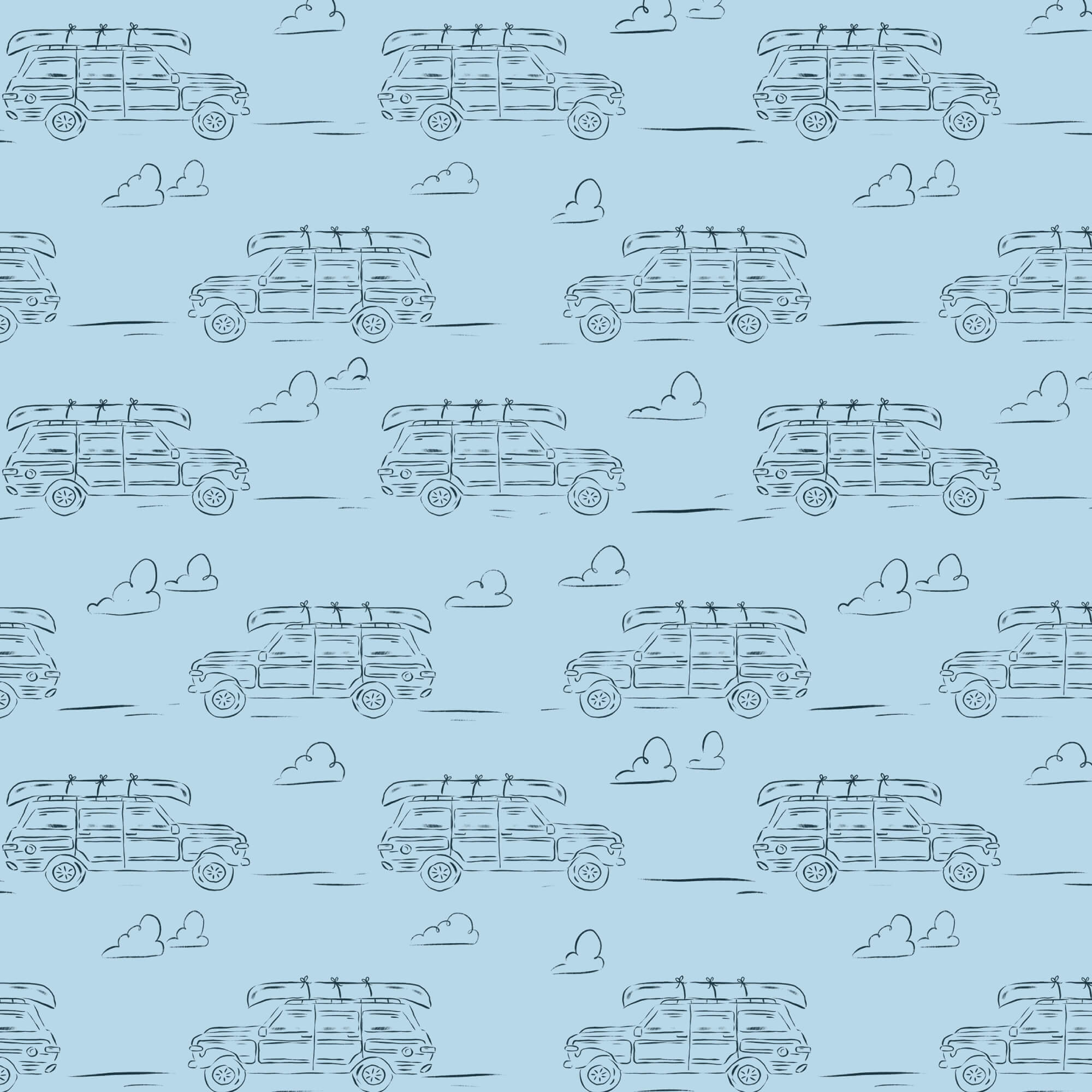 Camp Canine - Headed for Adventure - Blue 44" / 45" Fabric Per Yard