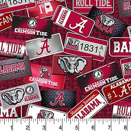Sykel Enterprises Alabama Crimson Tide license plates licensed cotton 3 yard pack