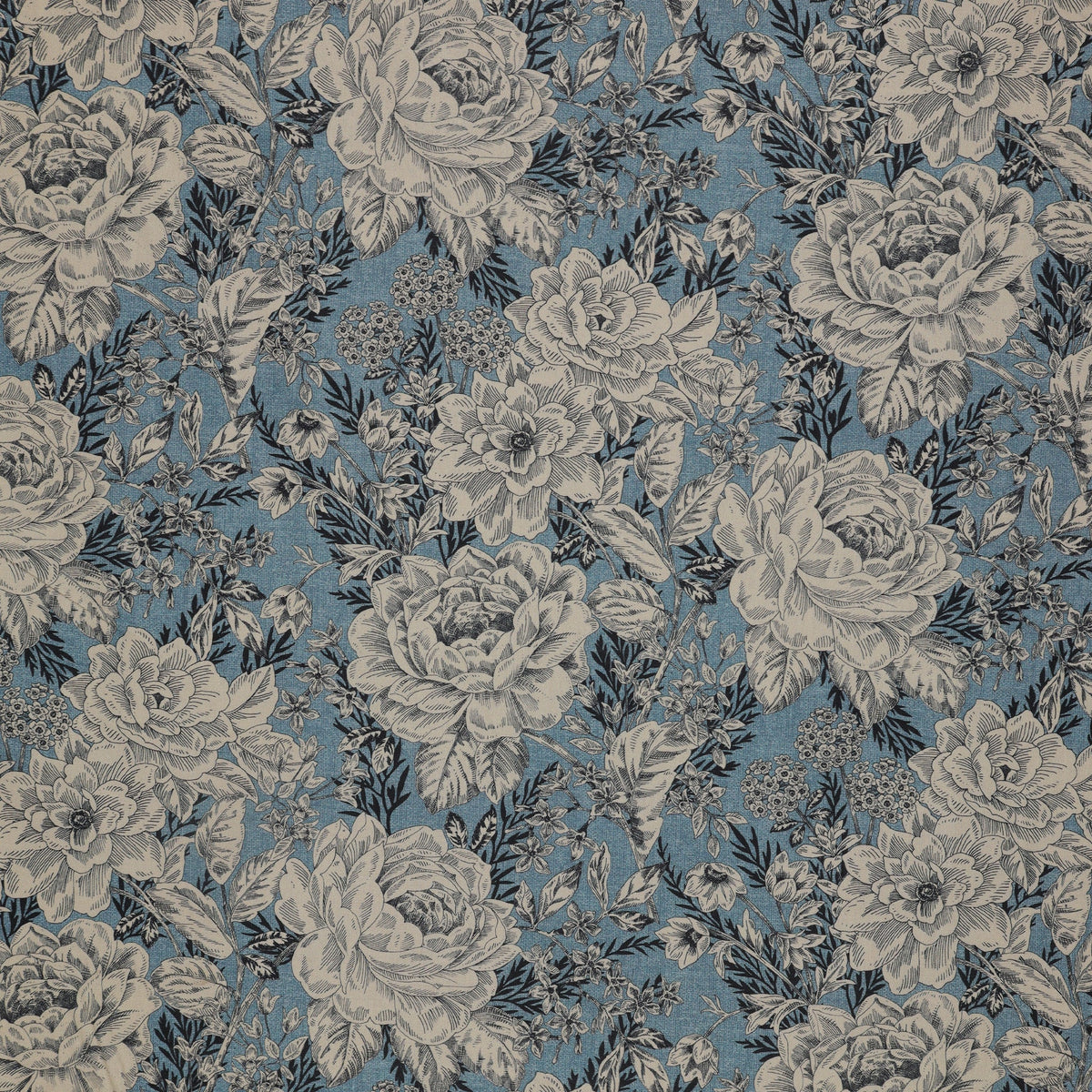 Charlotte Vintage Floral Denim Blue 108" Wideback Fabric Per Yard