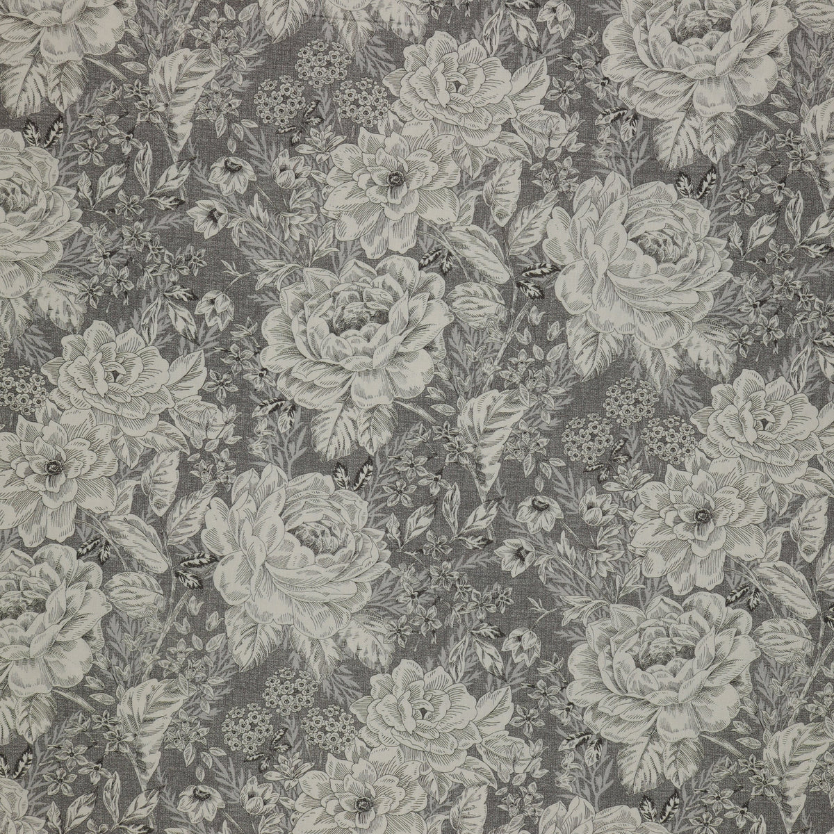 Charlotte Vintage Floral Pewter 108" Wideback Fabric Per Yard