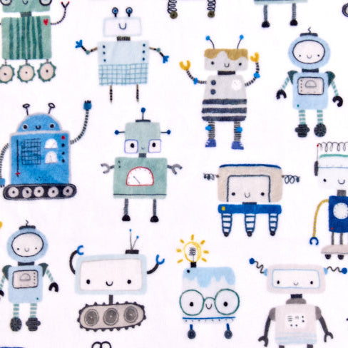 Multi Beep Bop Robot Digital Cuddle 58/60" Fabric Per Yard
