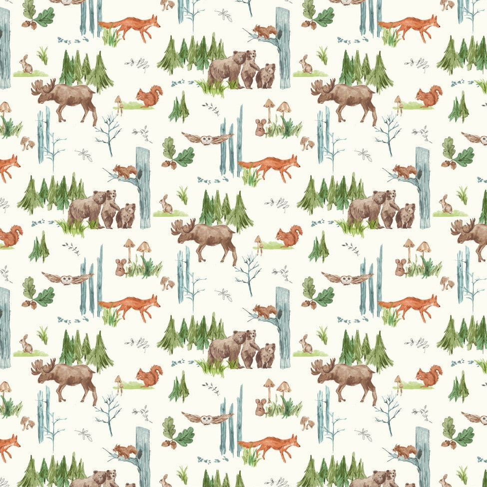 Digital Cuddle Natural Lil Pine Pals 58" - 60" Fabric per yard
