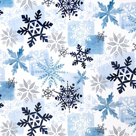 Navy Snowfall Digital Cuddle 58/60" Fabric Per Yard