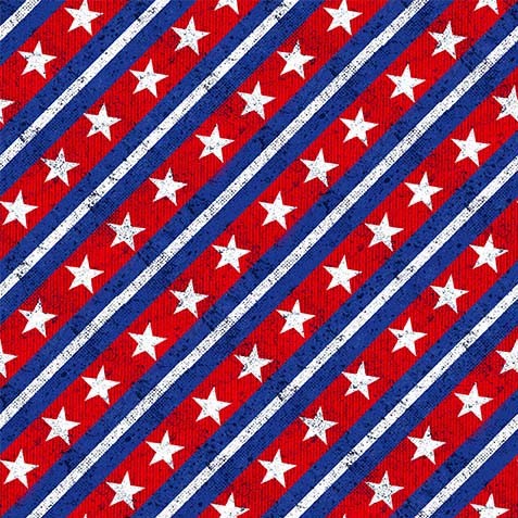 Red and Blue Stripe Route 66 Cotton 44"/45" Fabric Per Yard