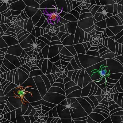 SPIDER WEBS Black 44"/45" Cotton Fabric Per Yard