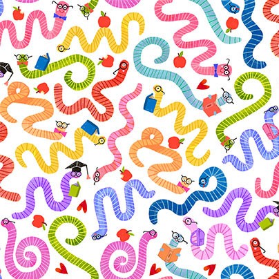 White Proud Bookworms Books are Magic Cotton 44"/45" Fabric Per Yard