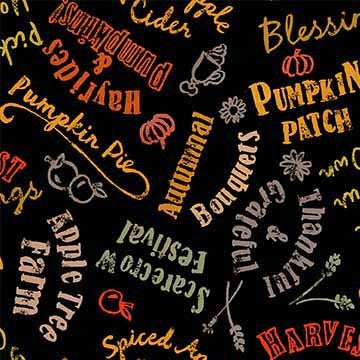 Harvest Blessings Black 44"/45" Cotton Fabric Per Yard