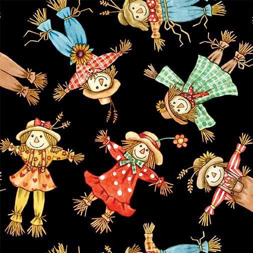 Scarecrow Festival Black 44"/45" Cotton Fabric Per Yard
