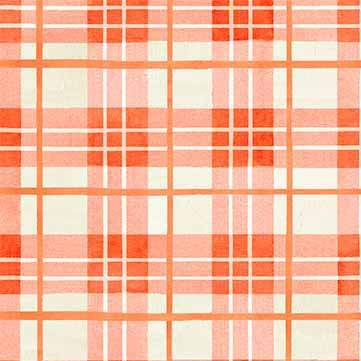 Fall Cozy Coral Plaid 44"/45" Cotton Fabric Per Yard