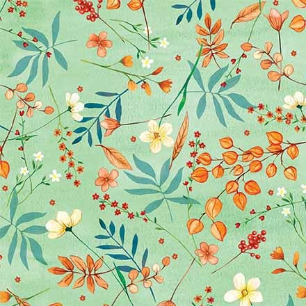 Autumn Floral Mist 44"/45" Cotton Fabric Per Yard