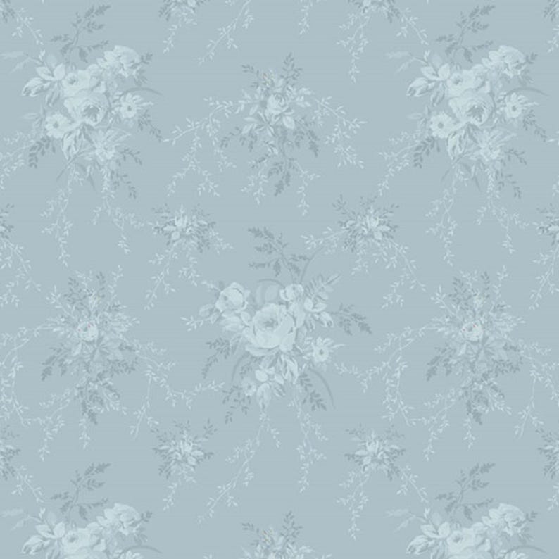 Just Rosy Bouquet Blue Cotton 44"/45" Fabric Per Yard