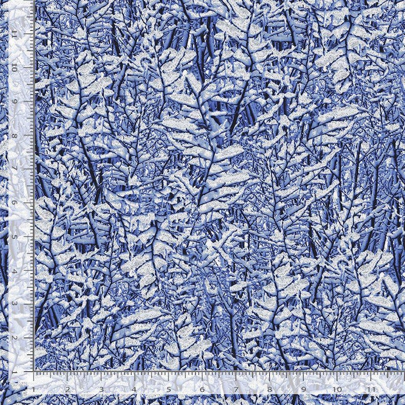 Ice Snowy Trees Dusk Cotton 43"/44" Fabric Per Yard