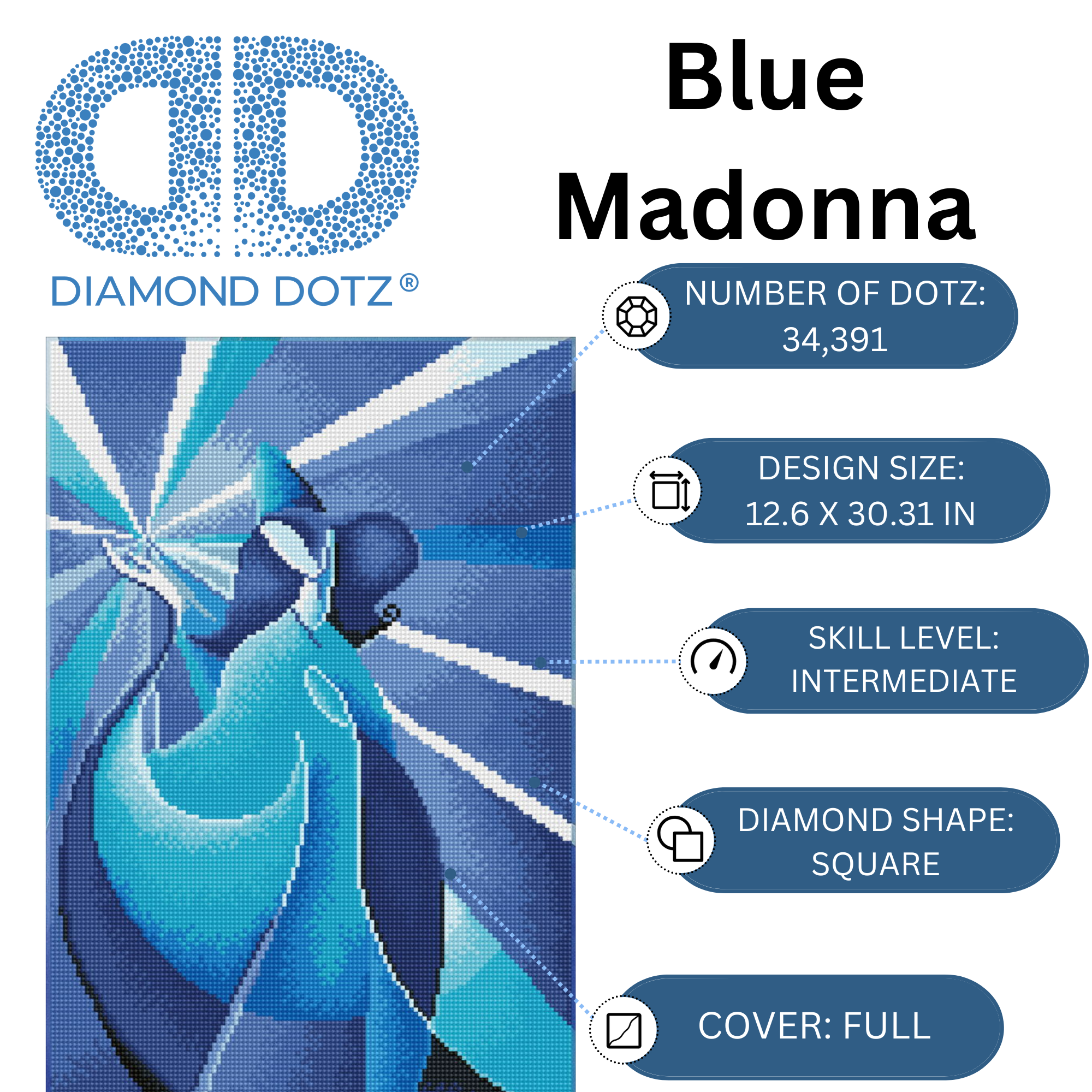 Diamond Dotz Blue Madonna - 12.6" x 30.3"