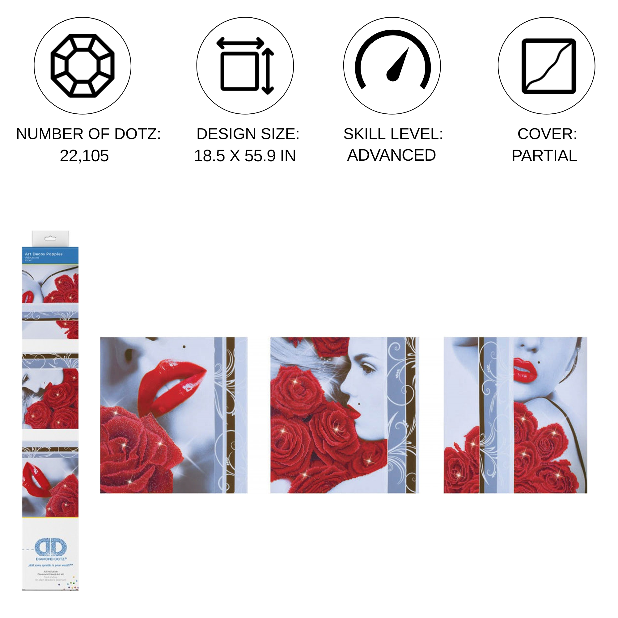 Diamond Dotz Rose Romance - 55.9" x 18.5"