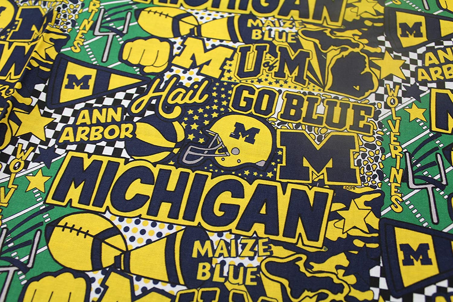 Michigan Wolverines - Pop Art 44"/45" Fabric per yard