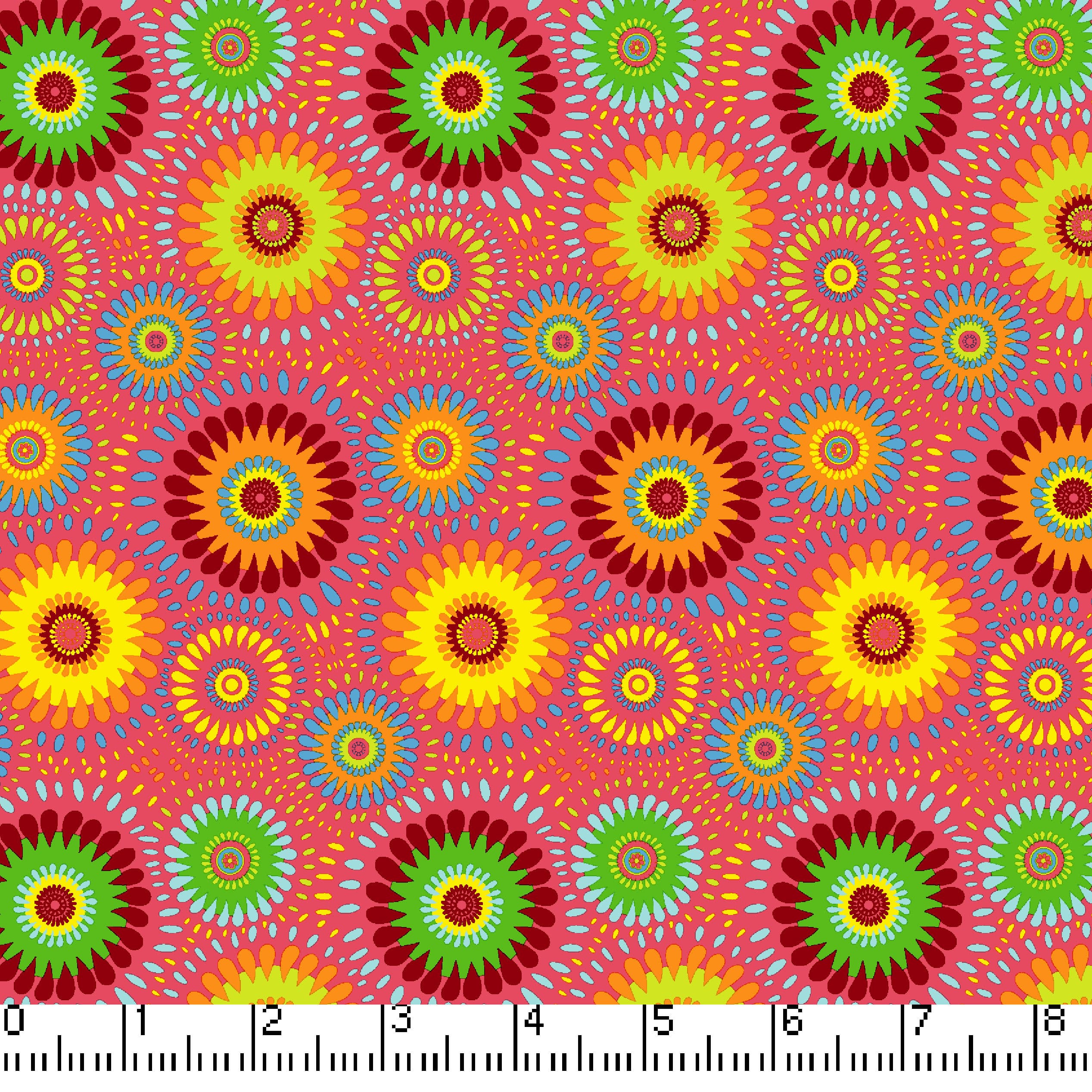 Pink Lucky Medallion 45" Wide Cotton Fabric Per Yard