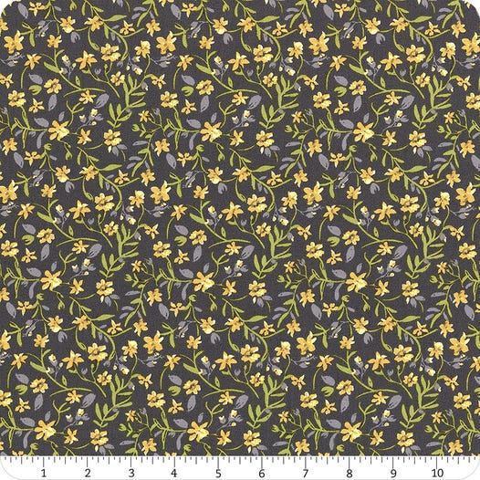 Patch of Sunshine Dark Gray Medium Floral Cotton 44"/45" Fabric Per Yard