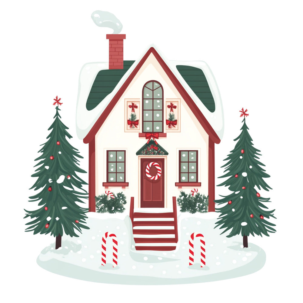 Whimsical Christmas House Fabric Panel 8