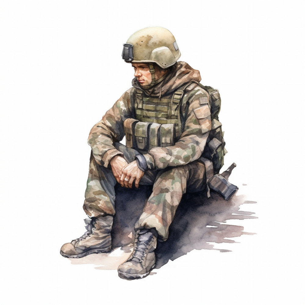 Watercolor Military Fabric Panel 1