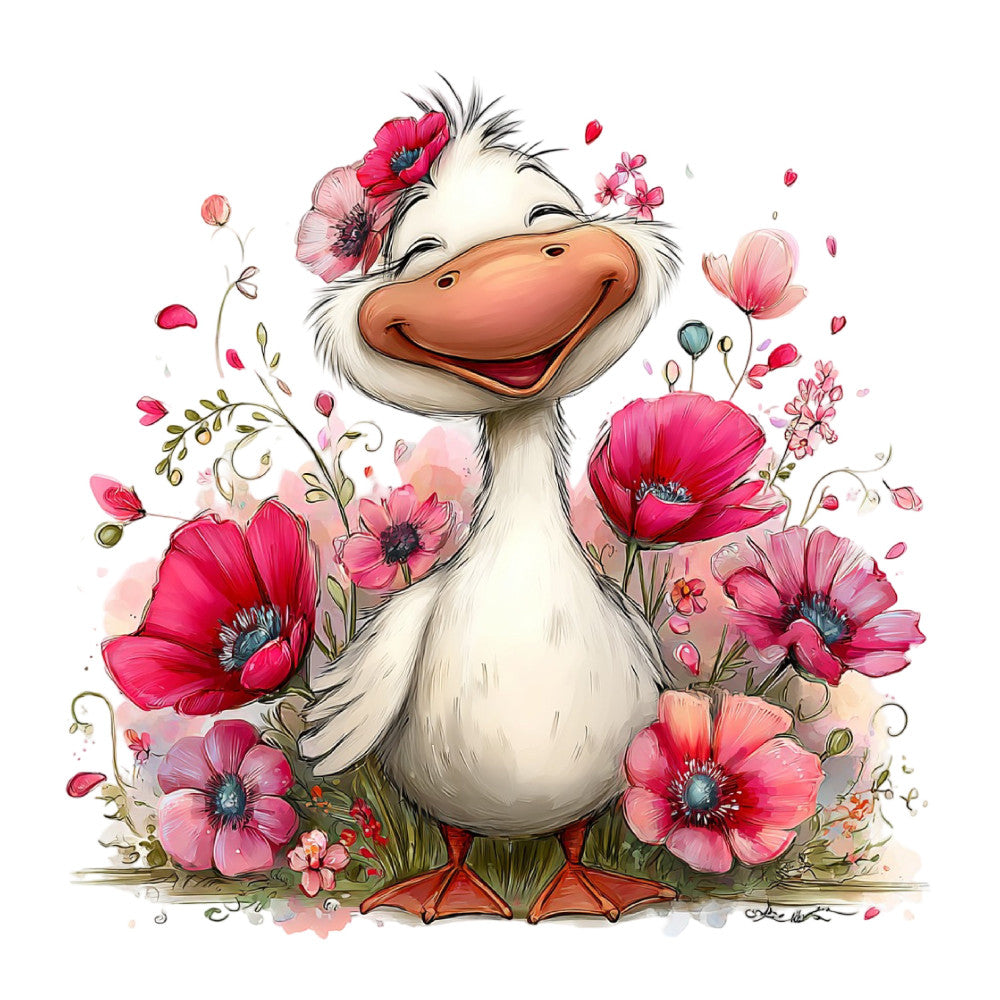 Whimsical Summer Goose Fabric Panel 17