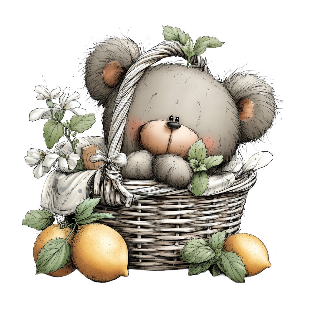 Whimsical Summer Teddy Bear Fabric Panel 34