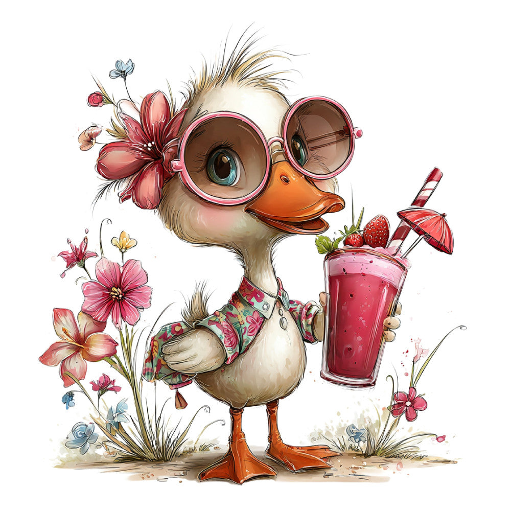 Whimsical Summer Goose Fabric Panel 36