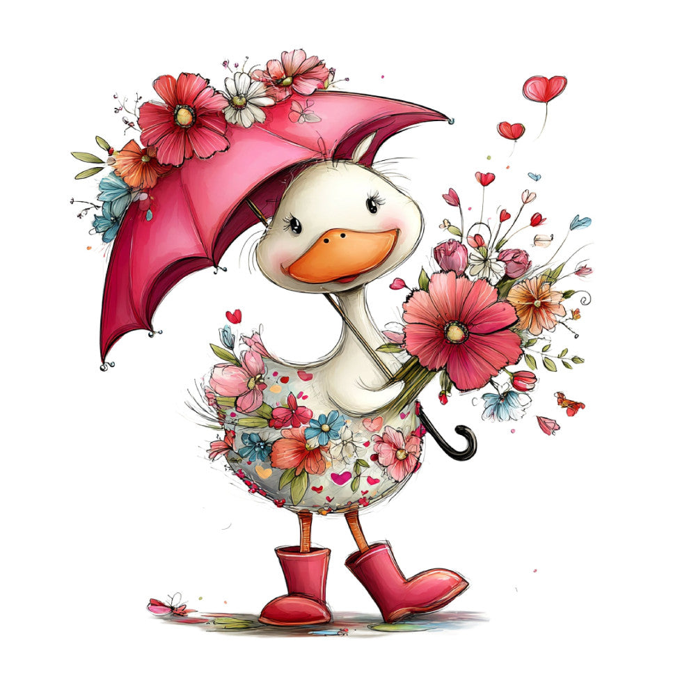 Whimsical Summer Goose Fabric Panel 18