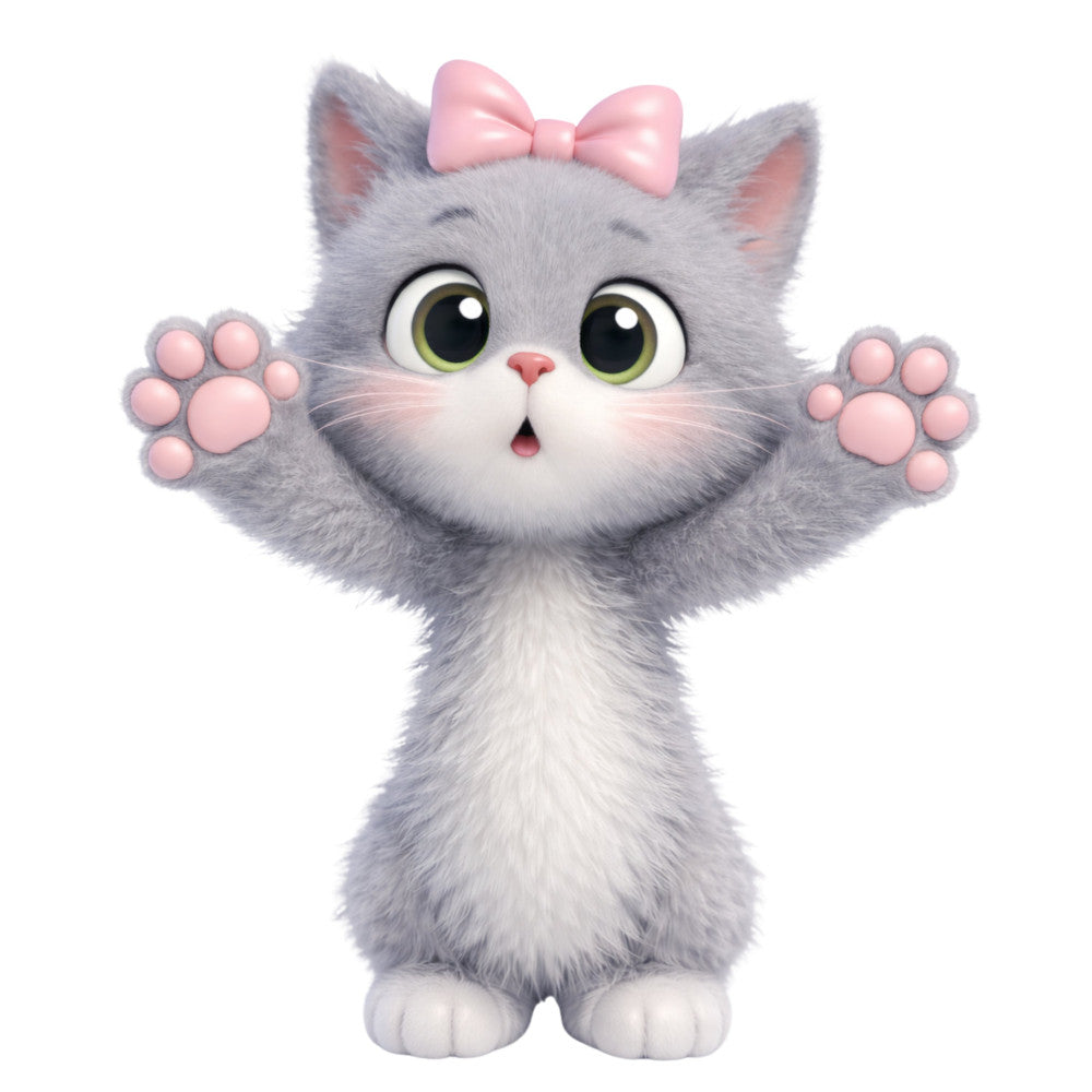 Cute Gray Cat Fabric Panel 6