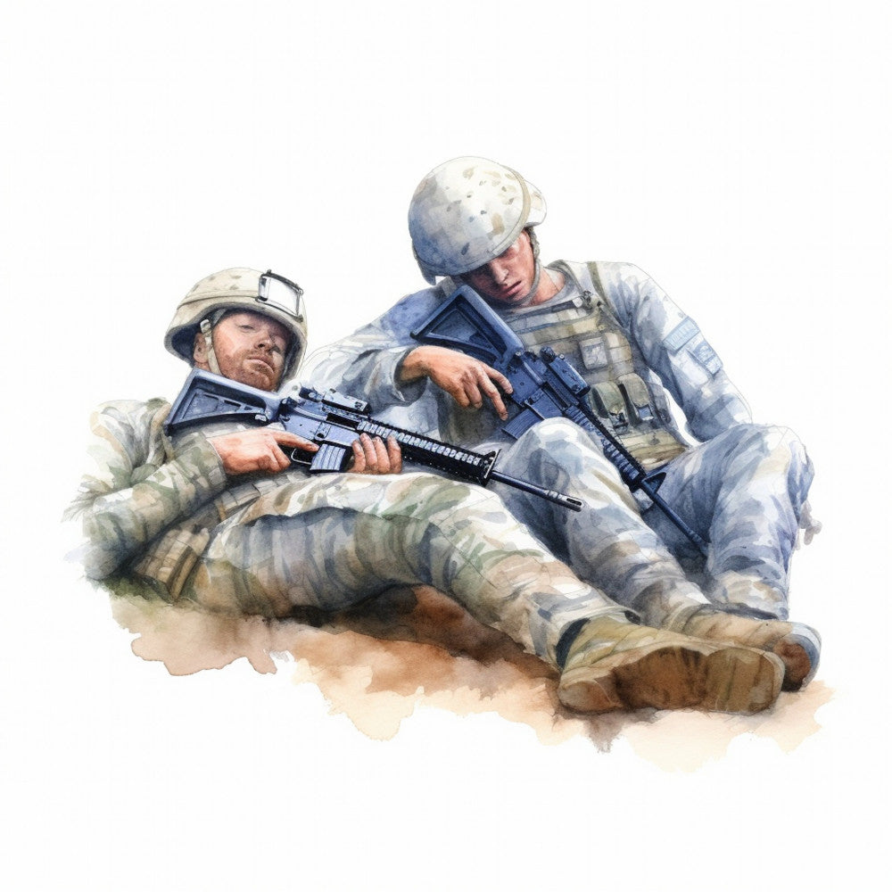 Watercolor Military Fabric Panel 13
