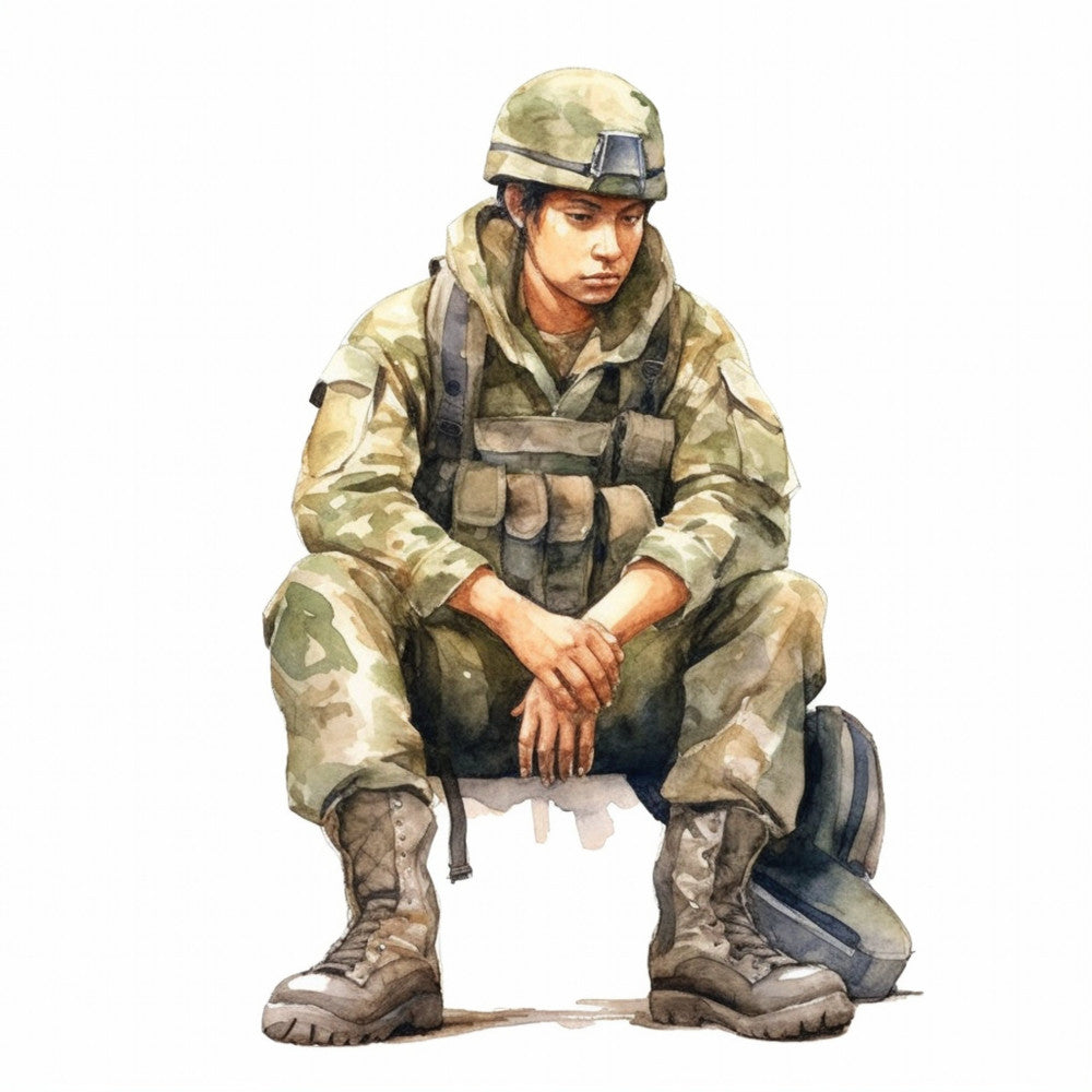 Watercolor Military Fabric Panel 11