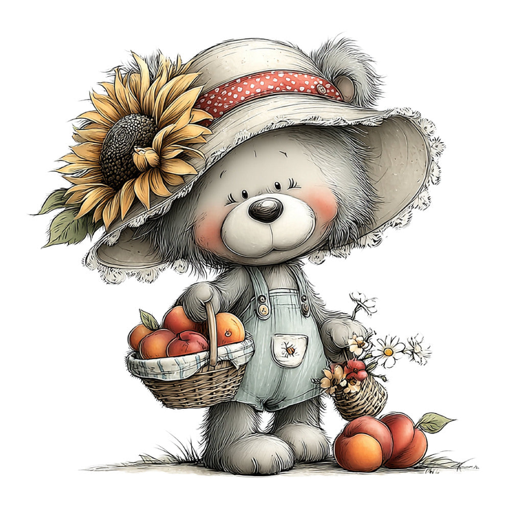 Whimsical Summer Teddy Bear Fabric Panel 13