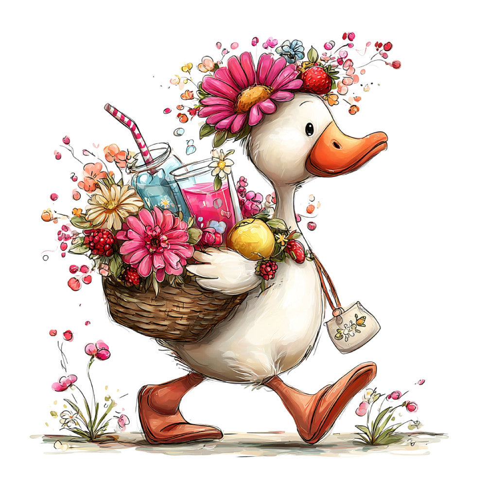 Whimsical Summer Goose Fabric Panel 14