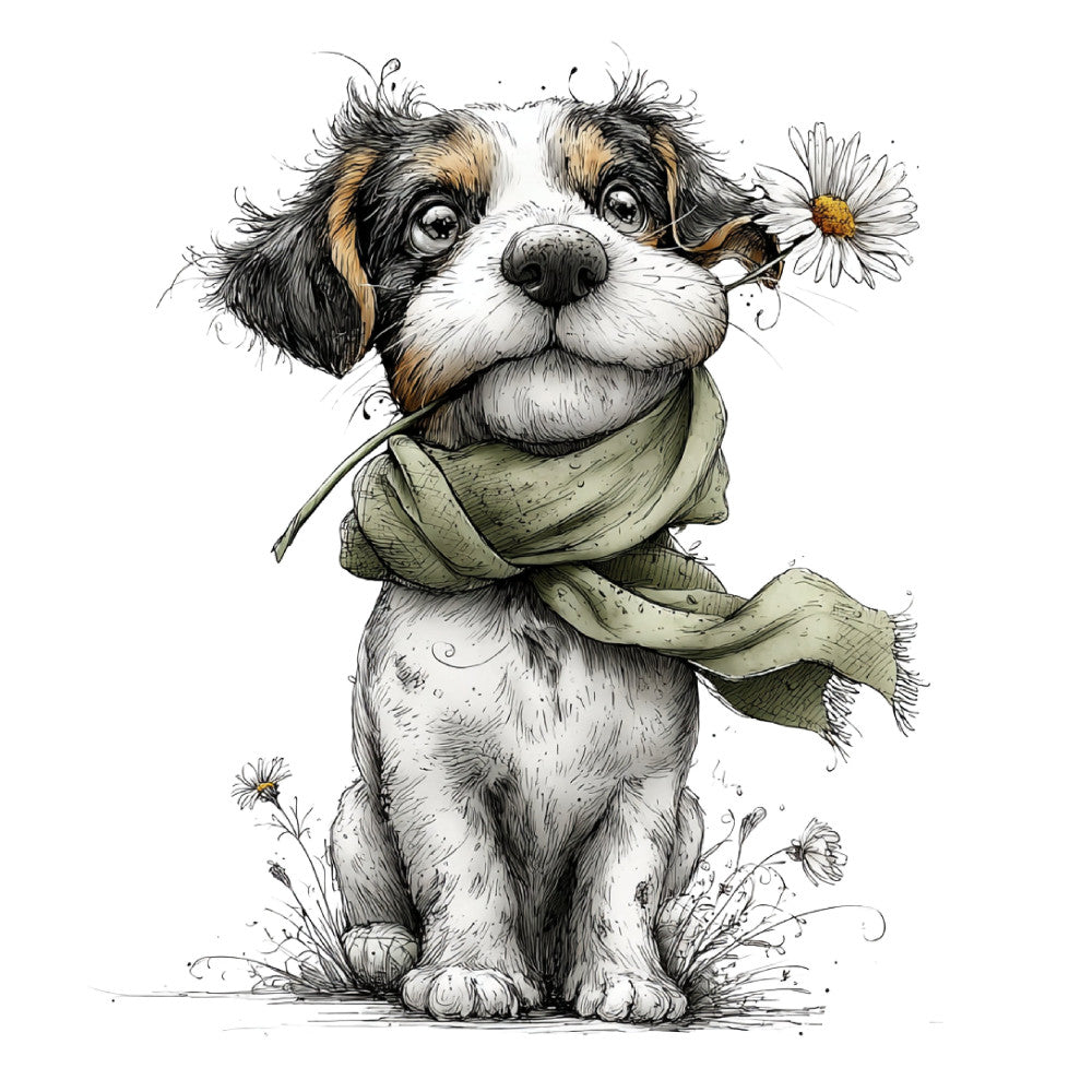 Whimsical Spring Dogs Fabric Panel 2