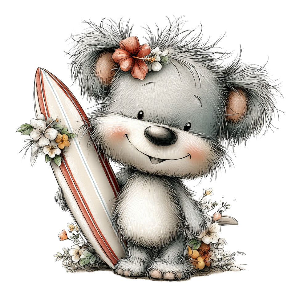 Whimsical Summer Teddy Bear Fabric Panel 23