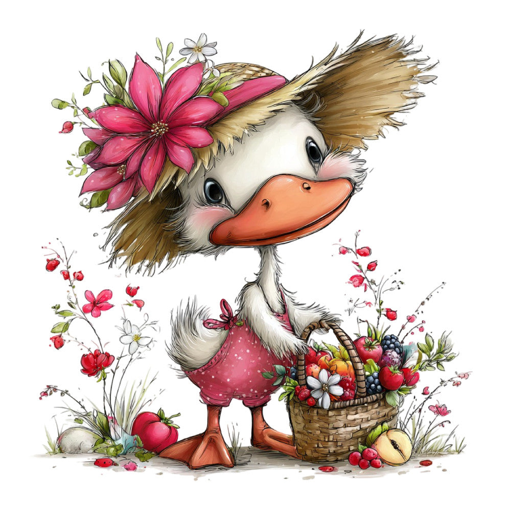 Whimsical Summer Goose Fabric Panel 54