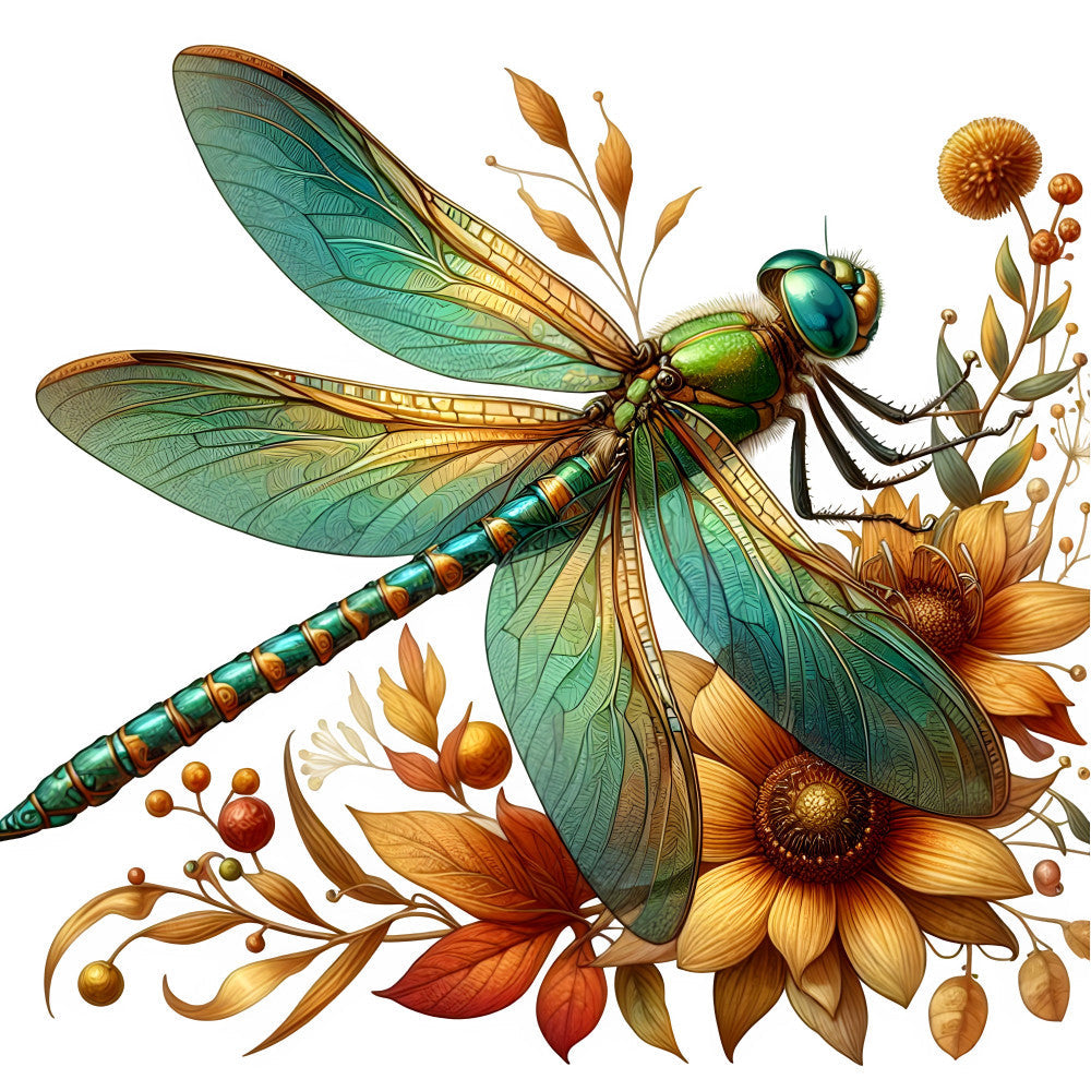 Dragonfly Flower Fabric Panel 8