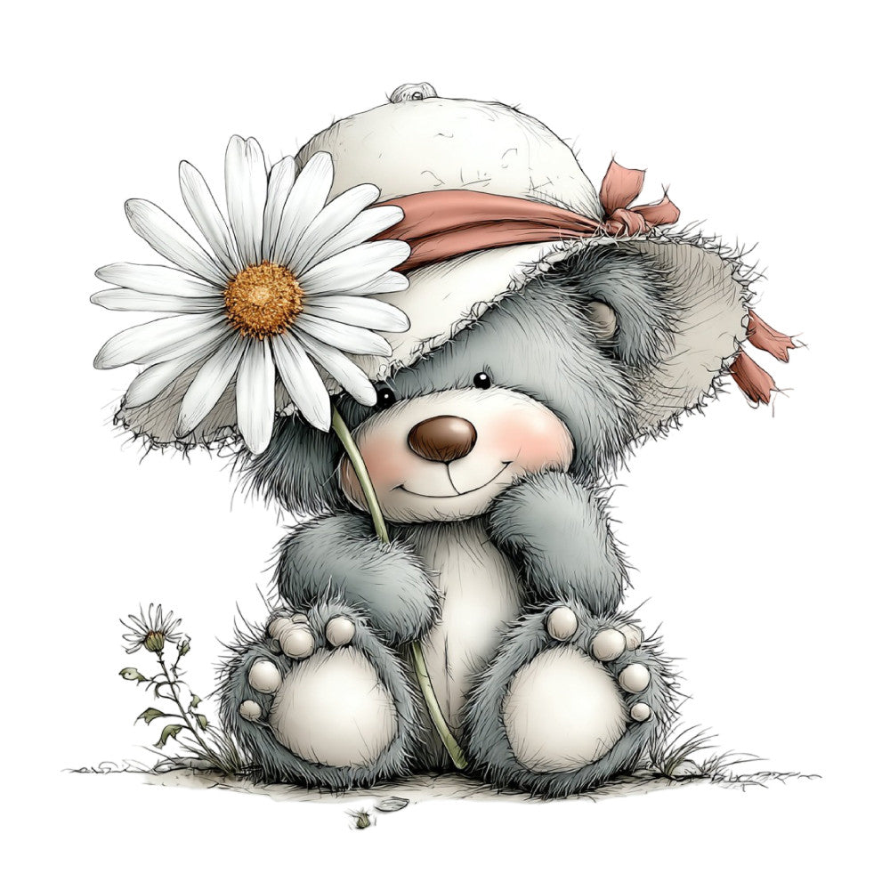 Whimsical Summer Teddy Bear Fabric Panel 3