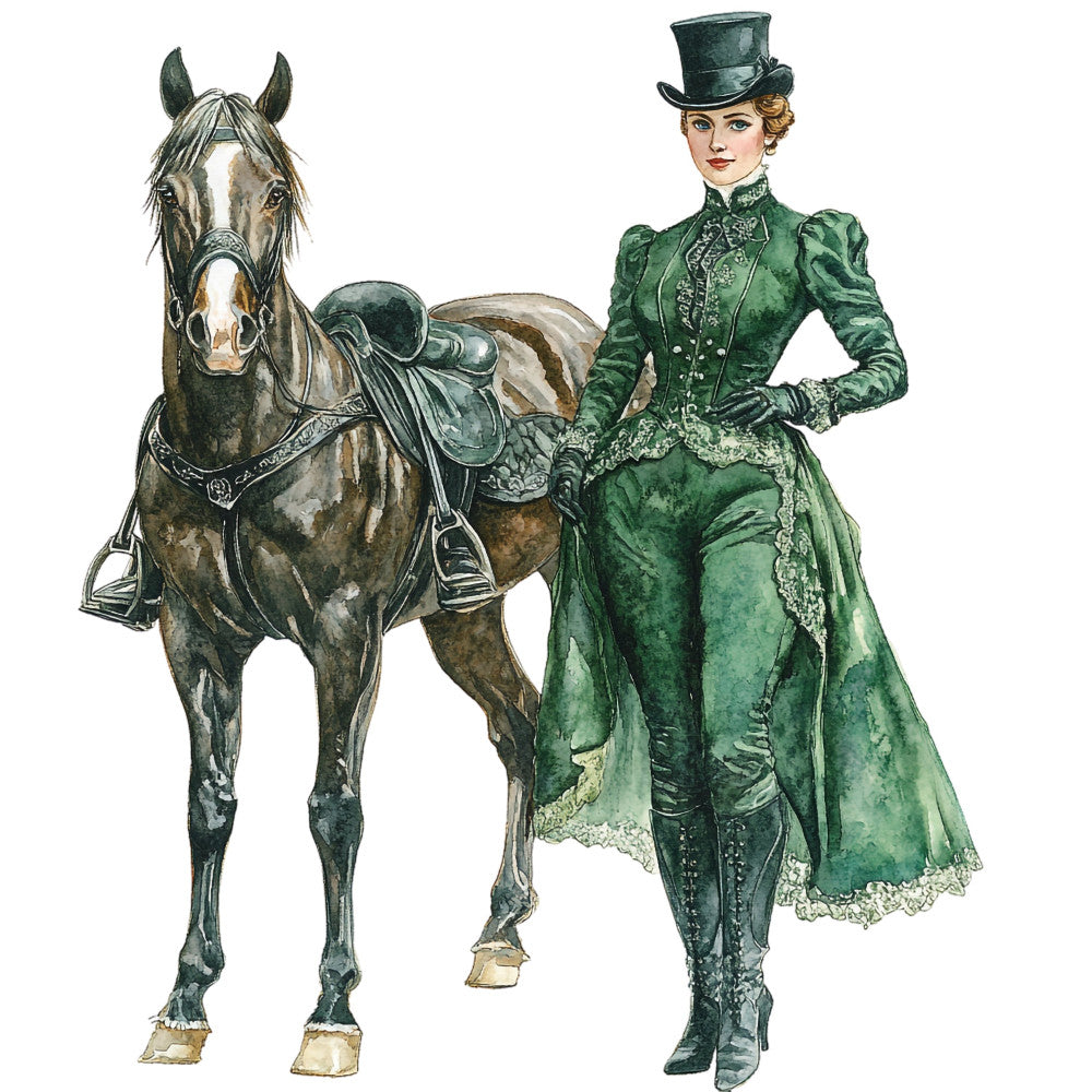 Emerald Victorian Lady Fabric Panel 38
