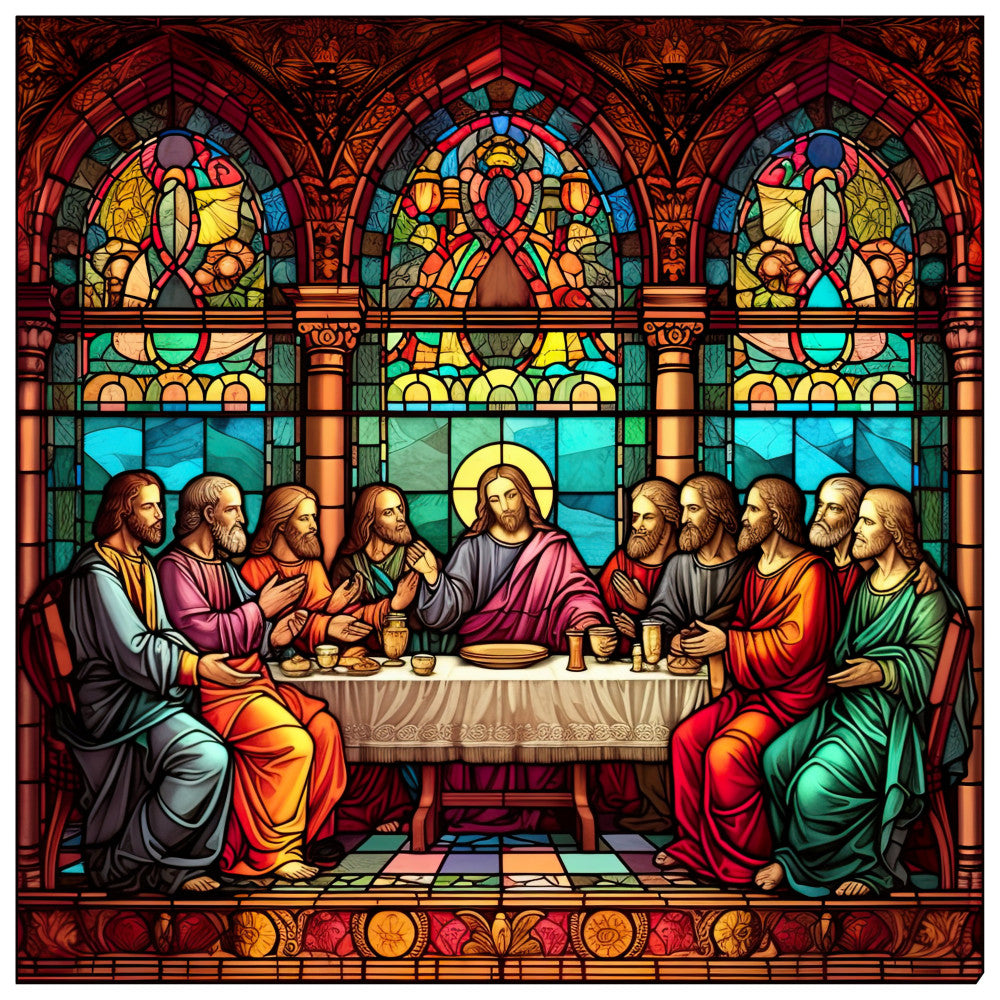 The Last Supper Stained Glass Fabric Panel 3