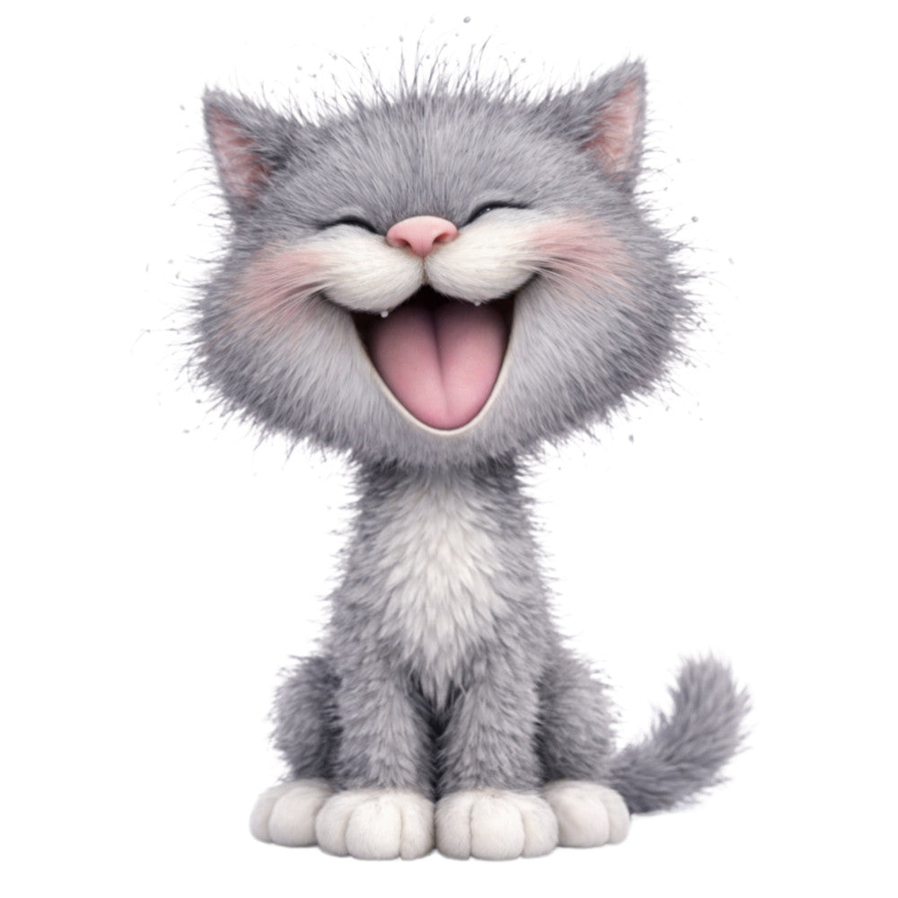 Cute Gray Cat Fabric Panel 1