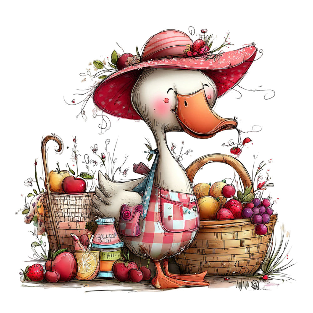 Whimsical Summer Goose Fabric Panel 49