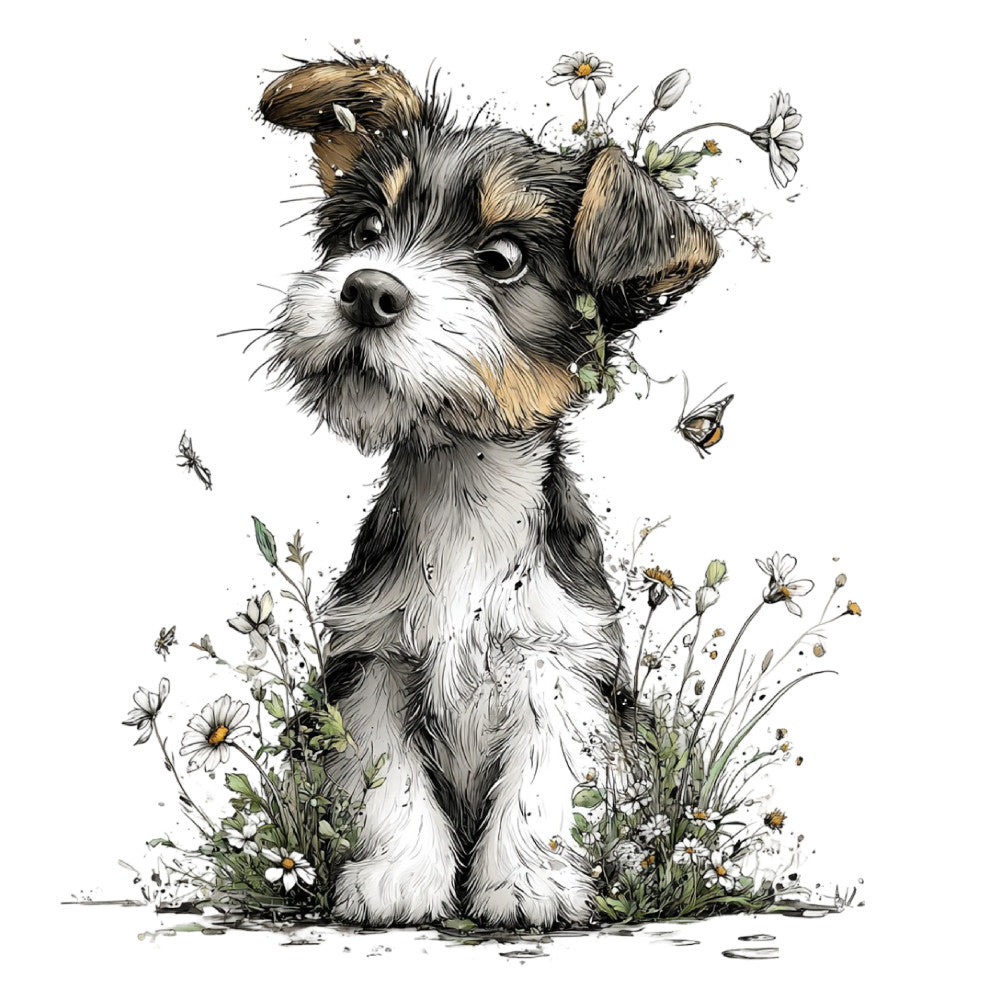Whimsical Spring Dogs Fabric Panel 37