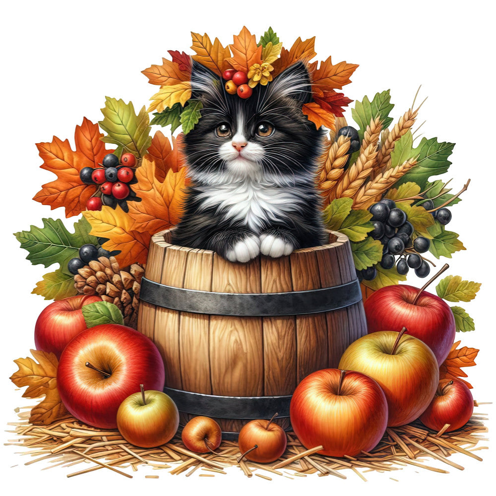 Autumn Cats Fabric Panel 96