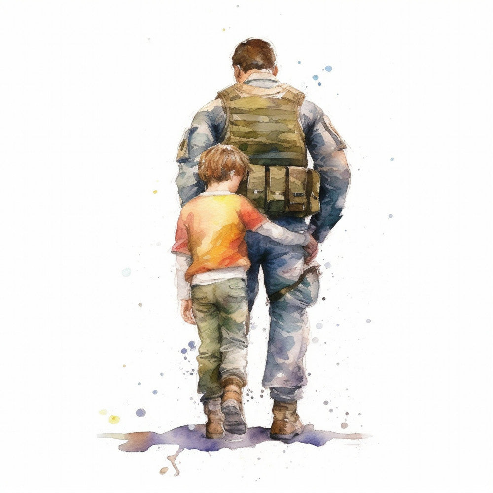 Watercolor Military Fabric Panel 10